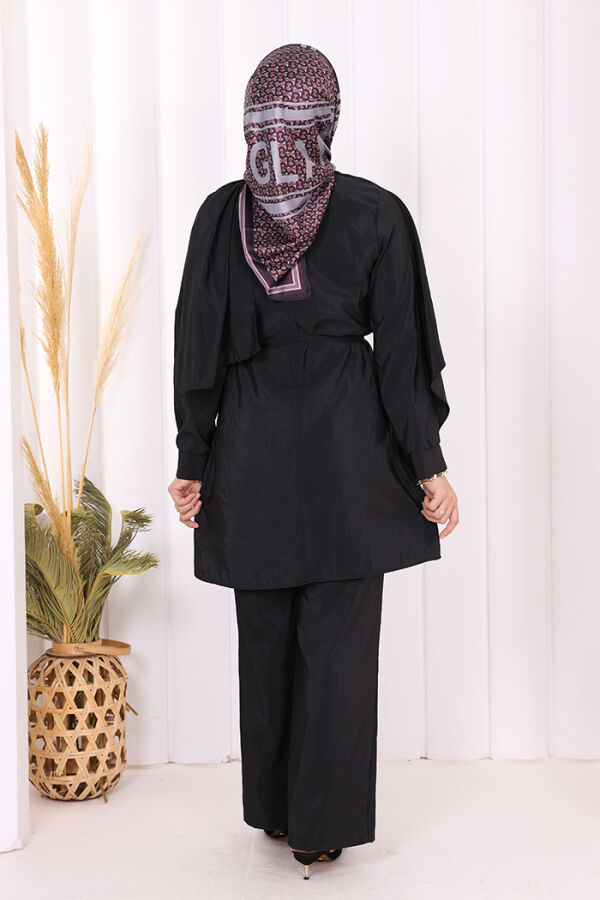 Sedef Kumaş Tunik Pantolon İkili Takım 8693 Siyah - 4