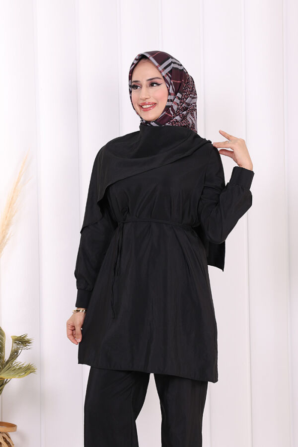 Sedef Kumaş Tunik Pantolon İkili Takım 8693 Siyah - 5