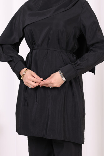 Sedef Kumaş Tunik Pantolon İkili Takım 8693 Siyah - 6
