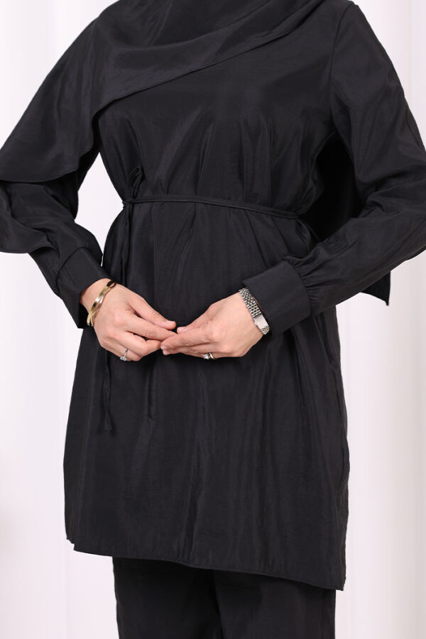 Sedef Kumaş Tunik Pantolon İkili Takım 8693 Siyah - 6