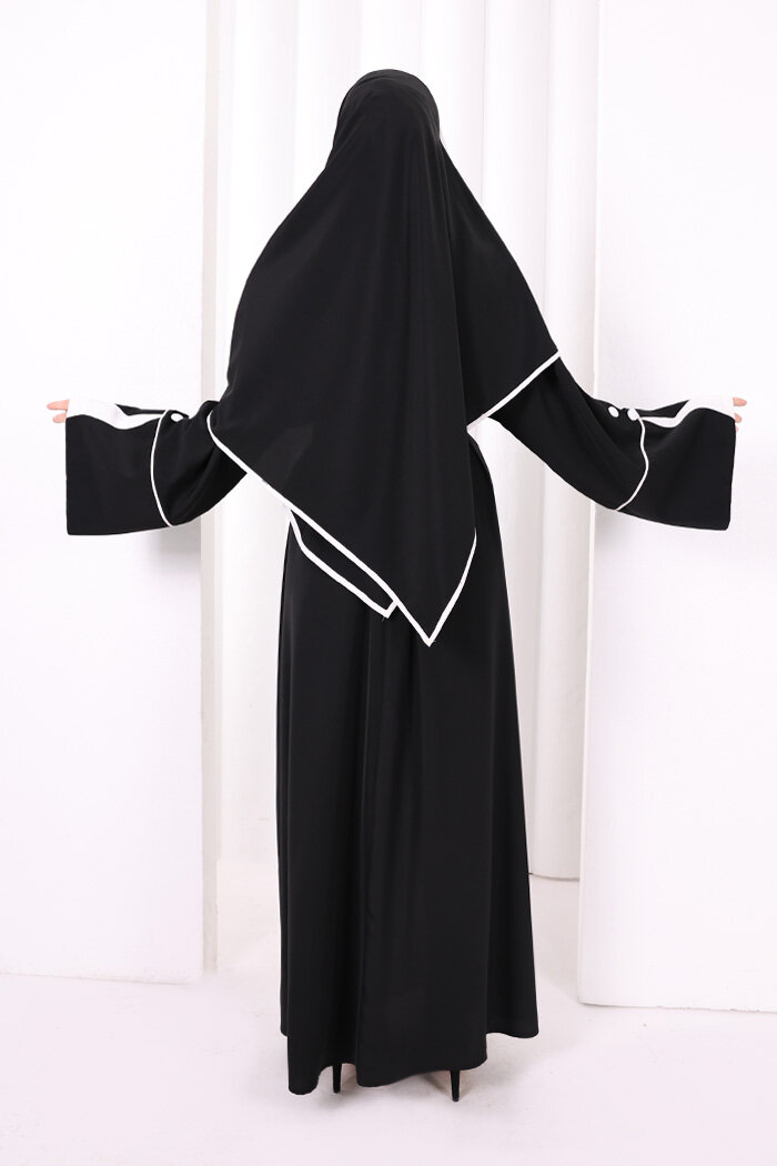 Şerit Düğme Detaylı Elbise 6098 Ekru - 4