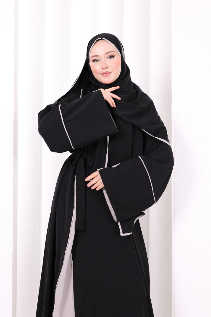 Şerit Düğme Detaylı Elbise 6098 Gri - 5