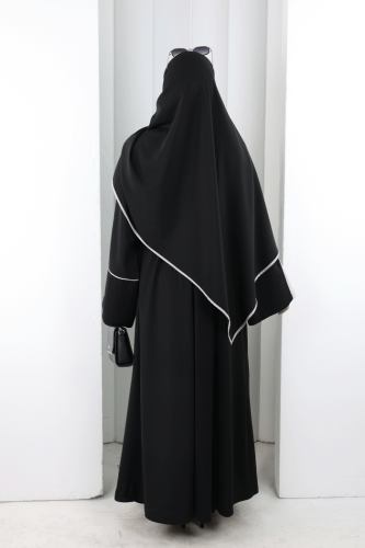 Şerit Düğme Detaylı Elbise 6098 Gri - 5