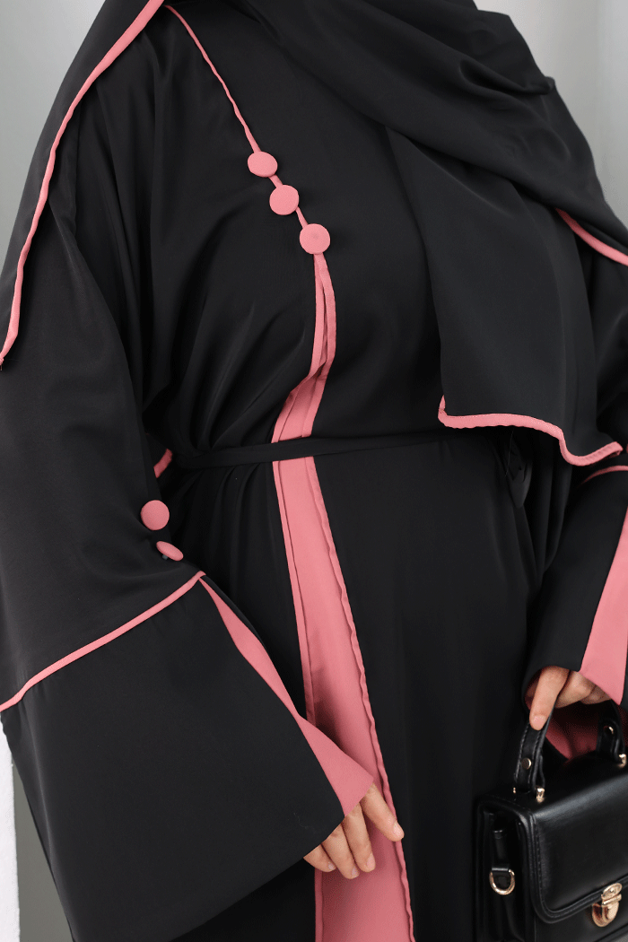 Şerit Düğme Detaylı Elbise 6098 Gül Kurusu - 4
