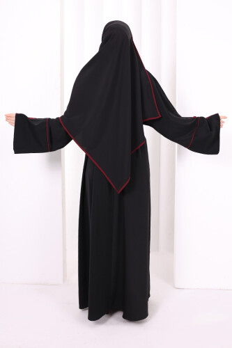 Şerit Düğme Detaylı Elbise 6098 Mürdüm - 4