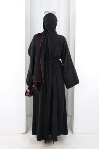 Şerit Düğme Detaylı Elbise 6098 Mürdüm - 5