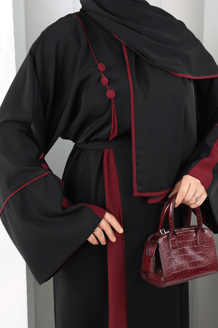 Şerit Düğme Detaylı Elbise 6098 Mürdüm - 7