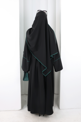 Şerit Düğme Detaylı Elbise 6098 Zümrüt - 4