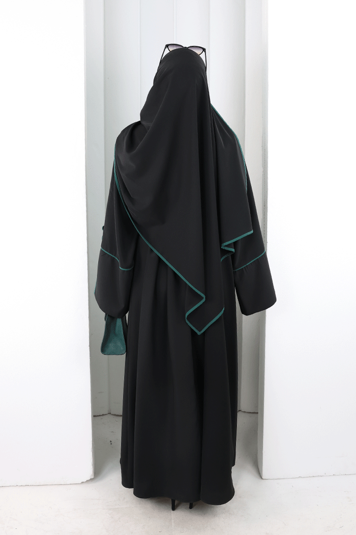 Şerit Düğme Detaylı Elbise 6098 Zümrüt - 4