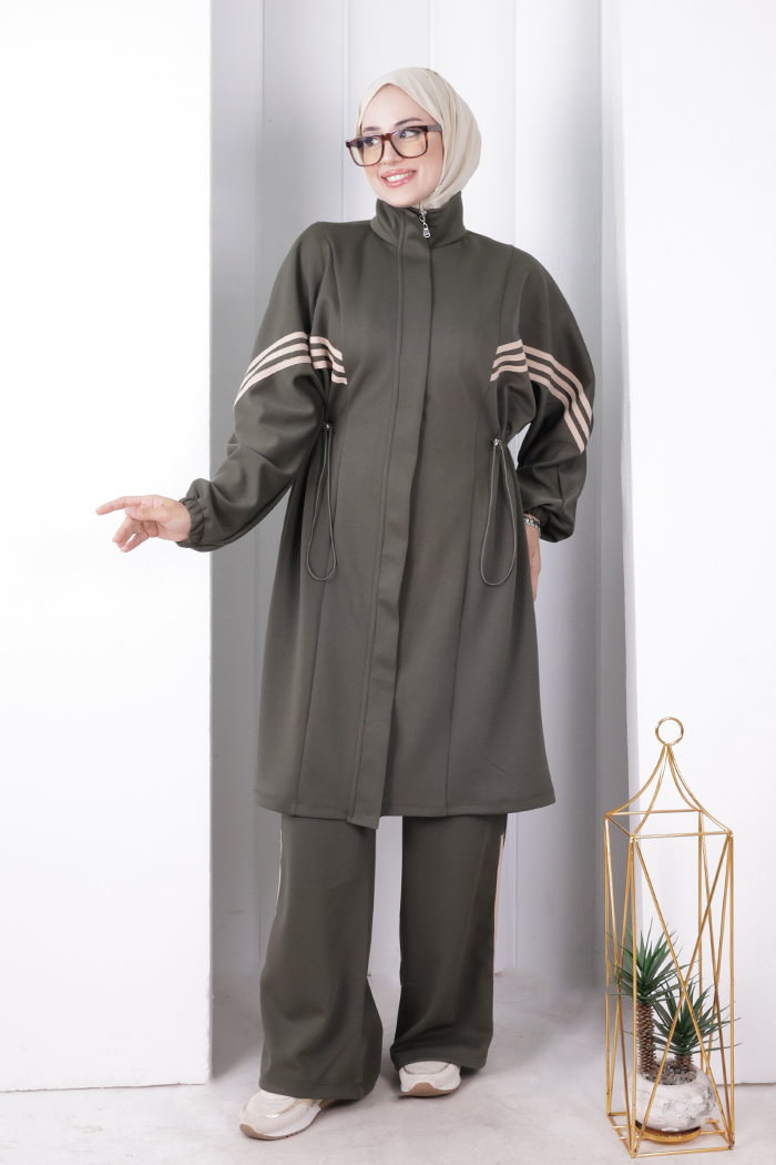 Şeritli Spor Takım 8715 Haki - 1