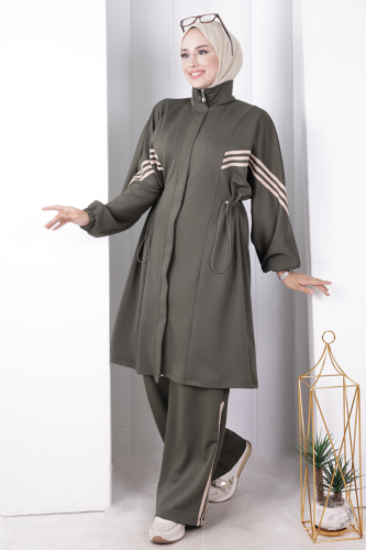 Şeritli Spor Takım 8715 Haki - 2