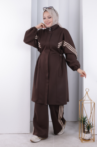 Şeritli Spor Takım 8715 Kahverengi