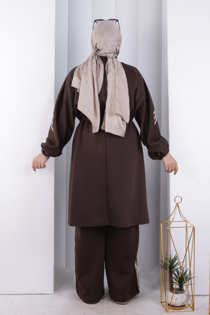 Şeritli Spor Takım 8715 Kahverengi - 3