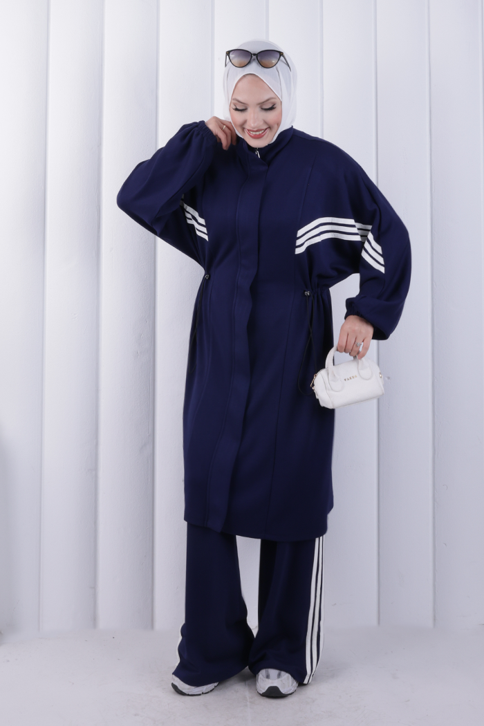Şeritli Spor Takım 8715 Lacivert - 2