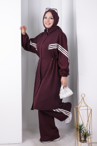 Şeritli Spor Takım 8715 Mürdüm