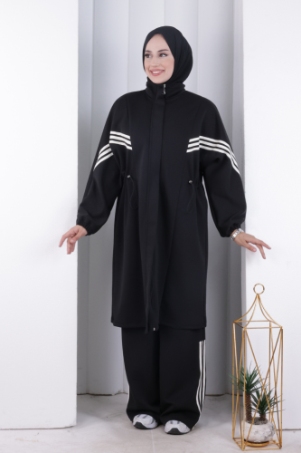 Şeritli Spor Takım 8715 Siyah