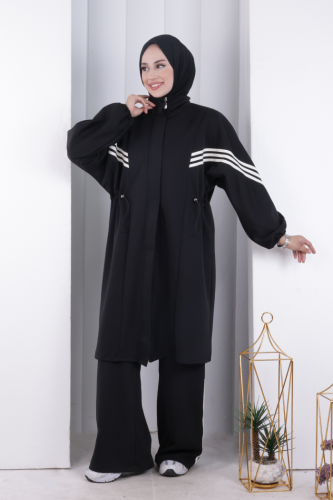 Şeritli Spor Takım 8715 Siyah - 2