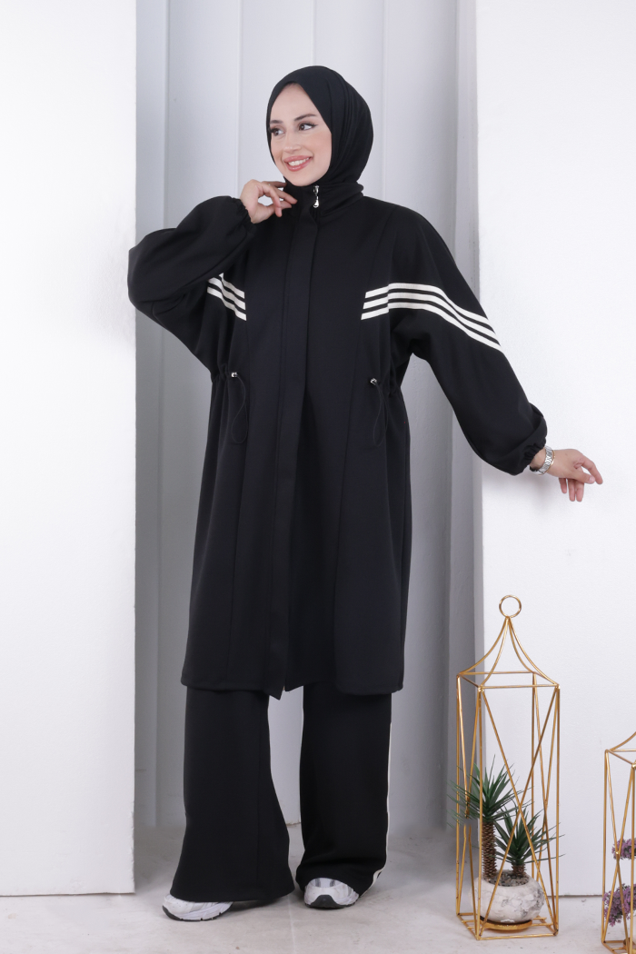 Şeritli Spor Takım 8715 Siyah - 2