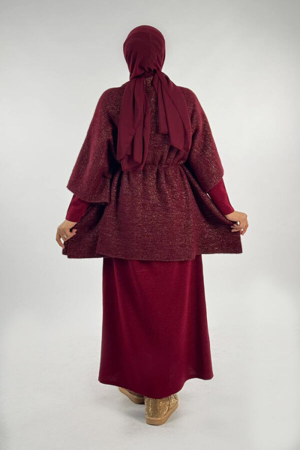 Sim Detaylı Cepli Panço 18332 Bordo - 2