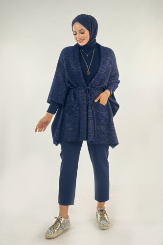 Sim Detaylı Cepli Panço 18332 Laci-Gold - Bym Fashion