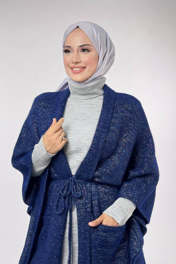 Sim Detaylı Cepli Panço 18332 Lacivert-Gümüş - 4