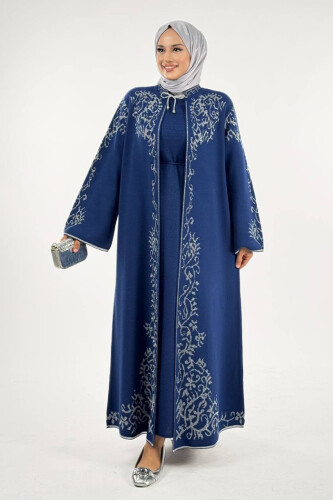 Simli Desenli Hırka 18303 Lacivert - Bym Fashion