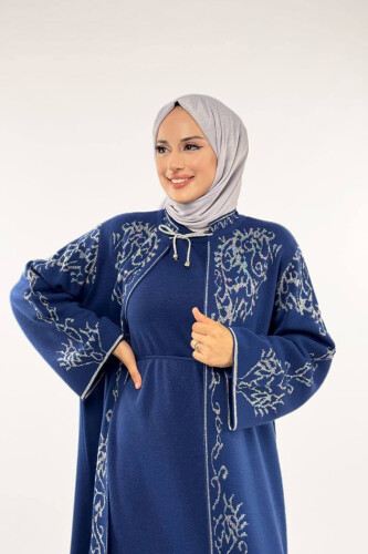 Simli Desenli Hırka 18303 Lacivert - 4