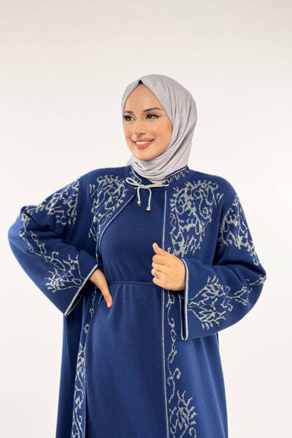Simli Desenli Hırka 18303 Lacivert - 4