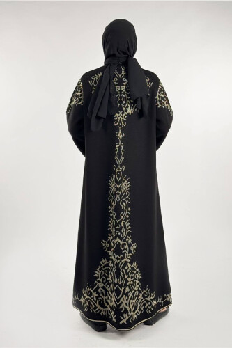 Simli Desenli Hırka 18303 Siyah-Gold - 2