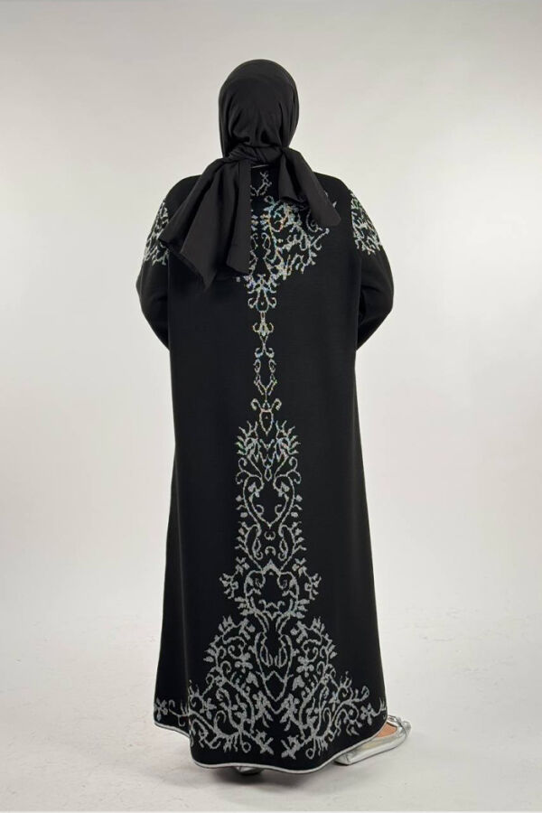 Simli Desenli Hırka 18303 Siyah-Gümüş - 2