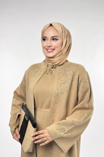 Simli Desenli Hırka 18303 Taba - 4
