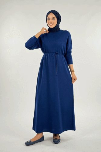 Simli Triko Elbise 18315 Lacivert - Bym Fashion