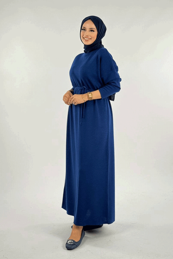 Simli Triko Elbise 18315 Lacivert - 3