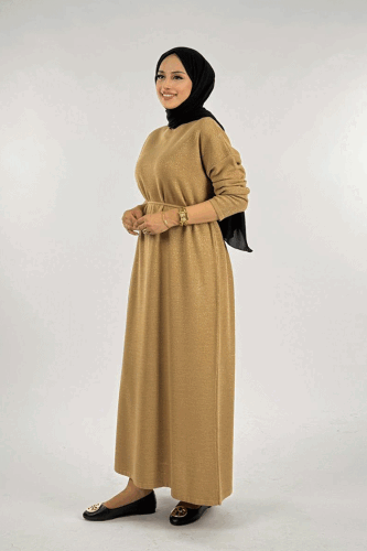 Simli Triko Elbise 18315 Taba - 3