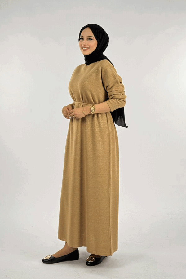 Simli Triko Elbise 18315 Taba - 3