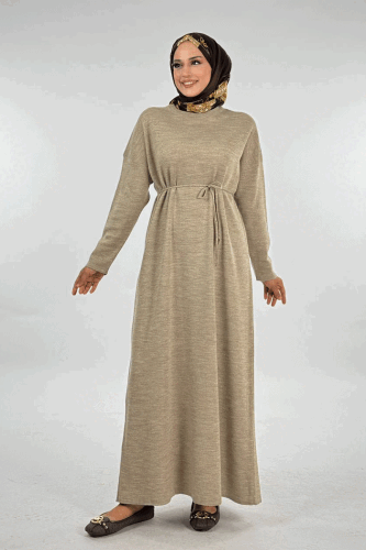 Simli Triko Elbise 18315 Vizon - Bym Fashion