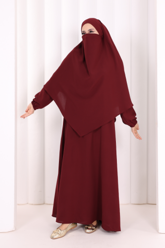 Sufleli Elbise Takım 6044 Mürdüm