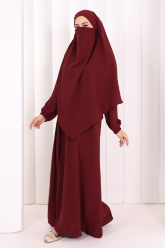 Dubai Sufleli Elbise Takım 6044 Mürdüm - 2