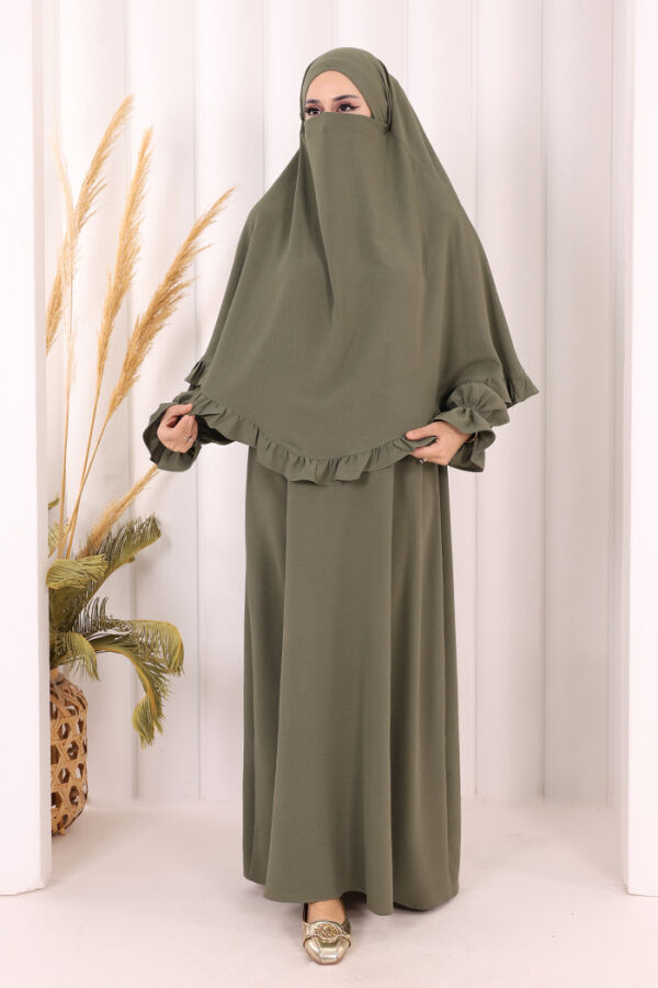 Sufleli Namaz Elbisesi 6034 Haki - 1