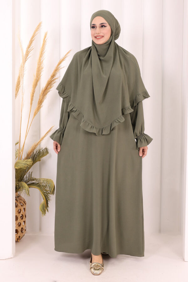 Sufleli Namaz Elbisesi 6034 Haki - 2