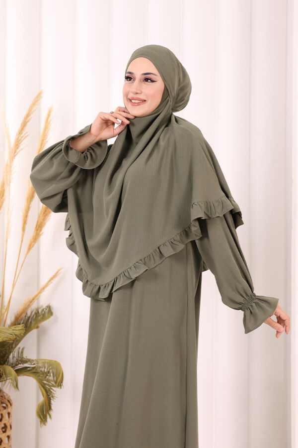 Sufleli Namaz Elbisesi 6034 Haki - 6