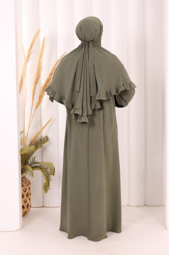 Sufleli Namaz Elbisesi 6034 Haki - 5