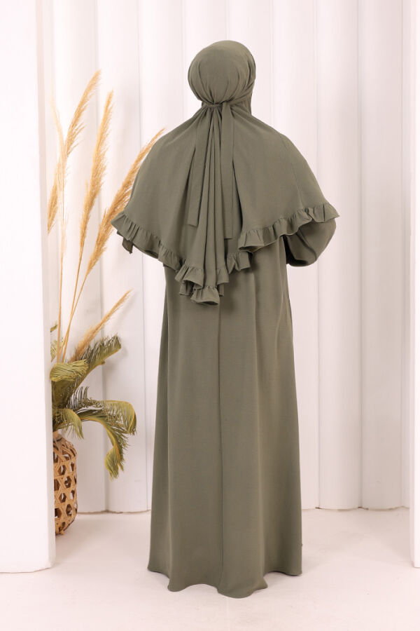 Sufleli Namaz Elbisesi 6034 Haki - 5