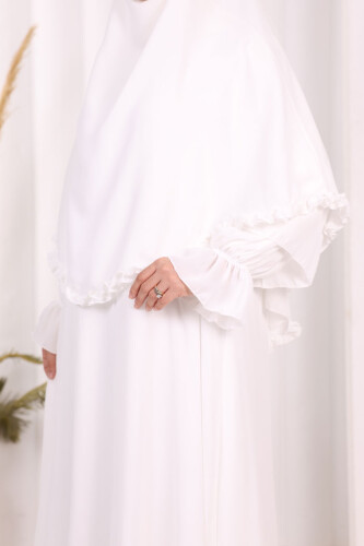 Sufleli, Şallı Elbise Üçlü Takım 3951 Ekru - 7