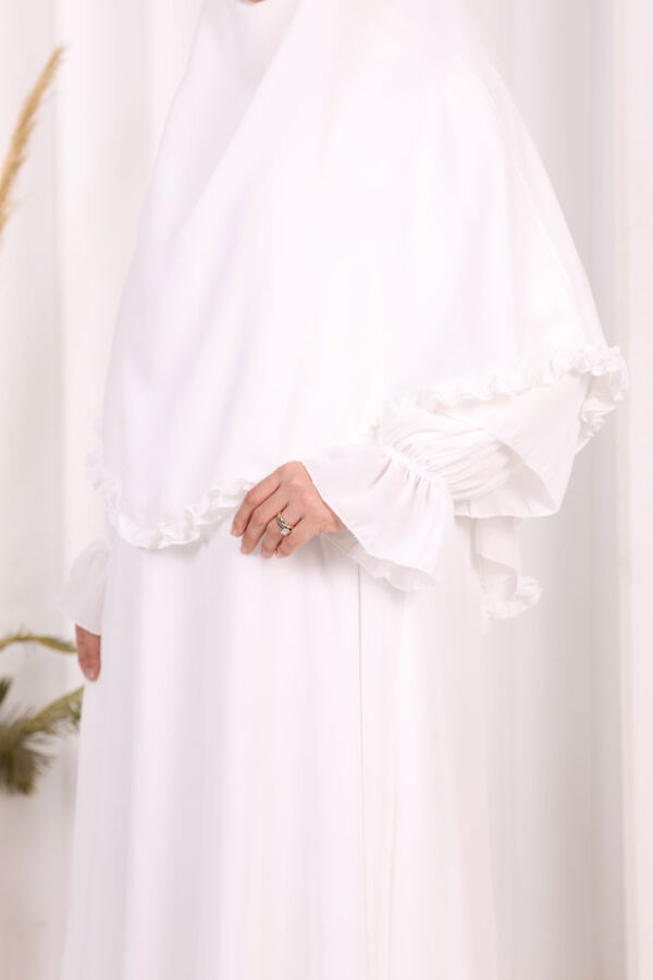 Sufleli, Şallı Elbise Üçlü Takım 3951 Ekru - 7