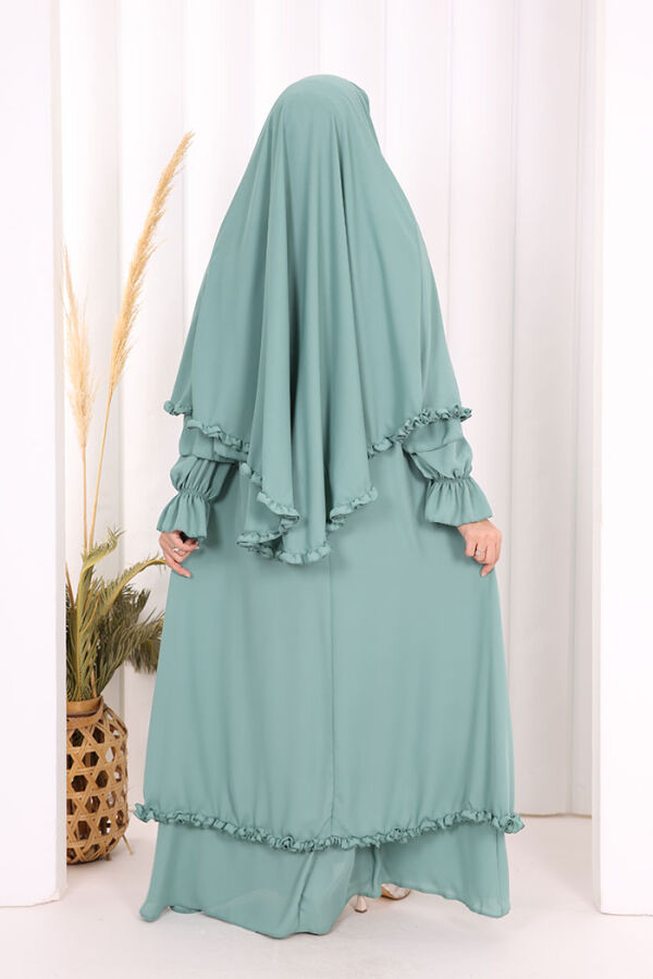 Sufleli, Şallı Elbise Üçlü Takım 3951 Mint - 5
