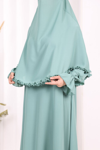 Sufleli, Şallı Elbise Üçlü Takım 3951 Mint - 7