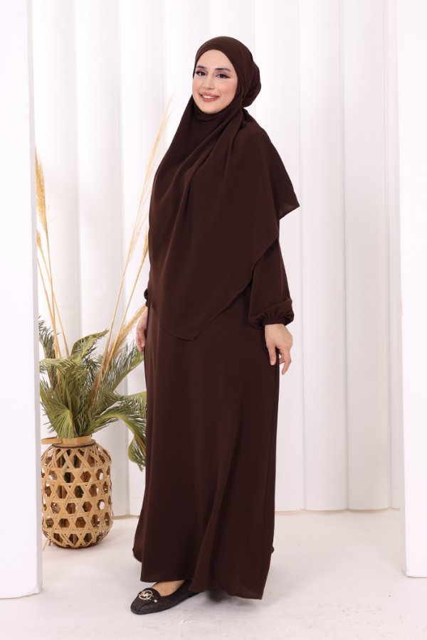 Sufleli Elbise Takım 6044 Kahverengi - 3