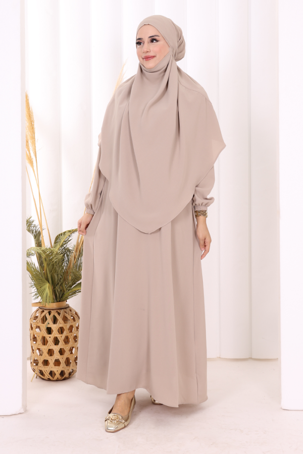 Sufleli Elbise Takım 6044 Vizon - 1