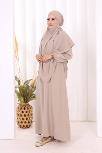 Sufleli Elbise Takım 6044 Vizon - 3